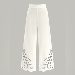 Embroidery M Cut-Out Wide-Leg Pants Lace detail cc3-13